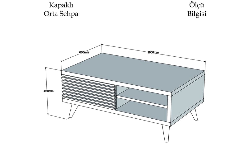 REFUGIA Soffbord 100 cm med Förvaring Hylla+Skåp Valnötsbrun - Valnöt/Vit - Möbler - Vardagsrum - Soffbord & vardagsrumsbord - Soffbord