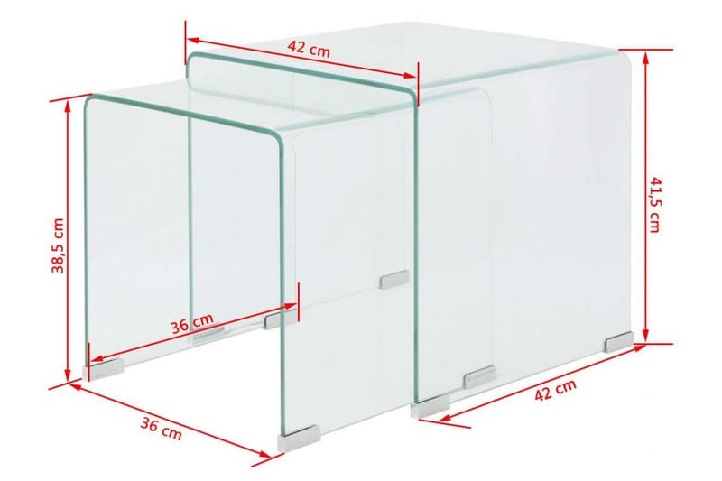 Satsbord 2 st bord härdat klarglas - Möbler - Vardagsrum - Soffbord & vardagsrumsbord - Soffbord