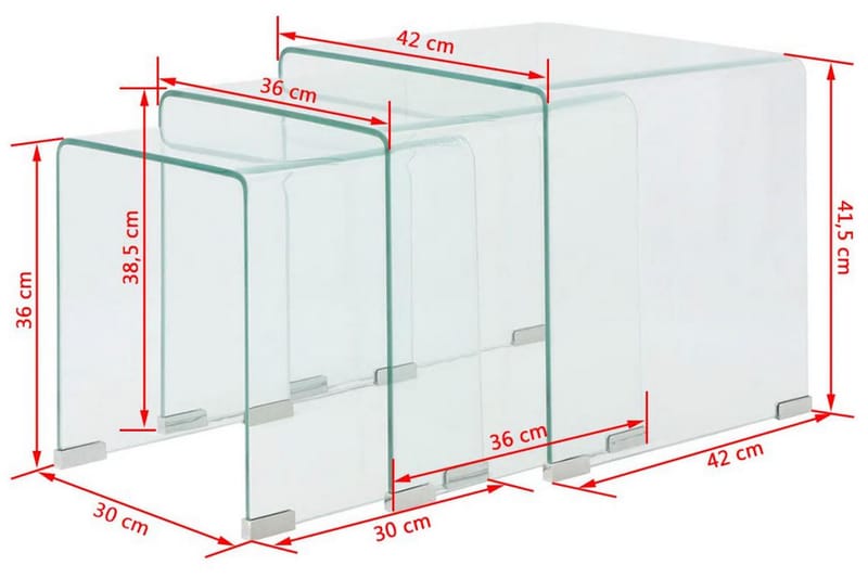 Satsbord 3 st bord härdat klarglas - Möbler - Vardagsrum - Soffbord & vardagsrumsbord - Soffbord