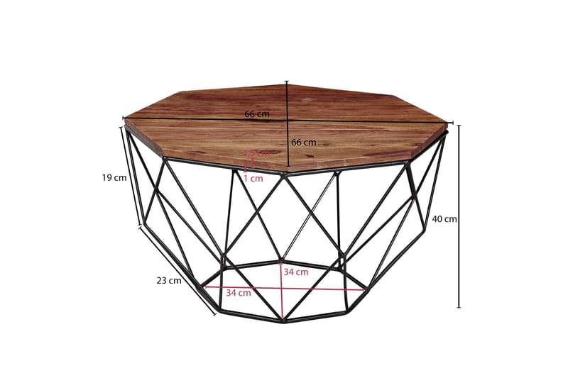 SENECA Soffbord 66 cm Hexagon Valnötsbrun/Svart - Möbler - Vardagsrum - Soffbord & vardagsrumsbord - Soffbord