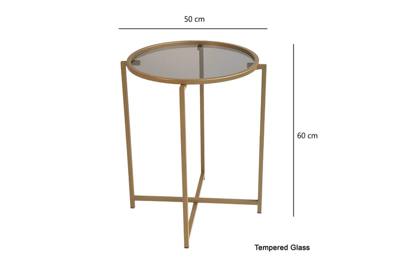 SHIEDAM Soffbord 50 cm Runt 2-pack Guld/Rökfärgat Glas - Guld/Rökfärgat - Möbler - Vardagsrum - Soffbord & vardagsrumsbord - Soffbord