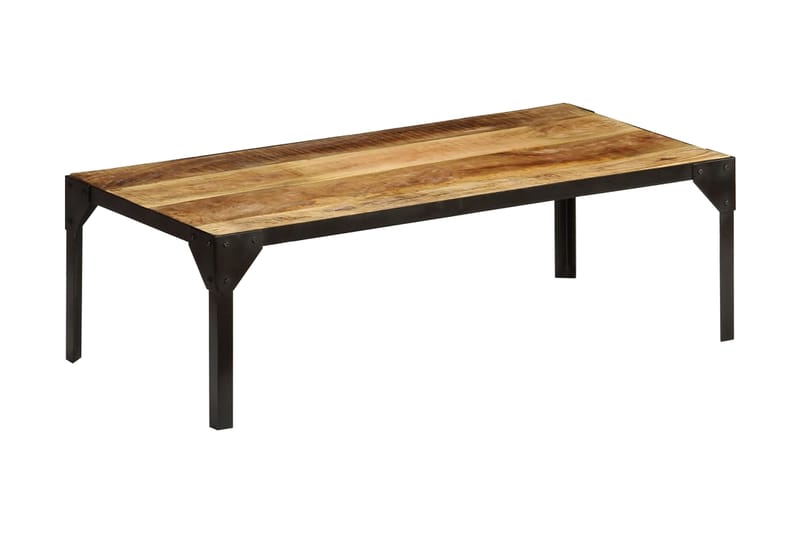 Soffbord massivt grovt mangoträ och stål 110 cm - Brun - Soffbord - Bord