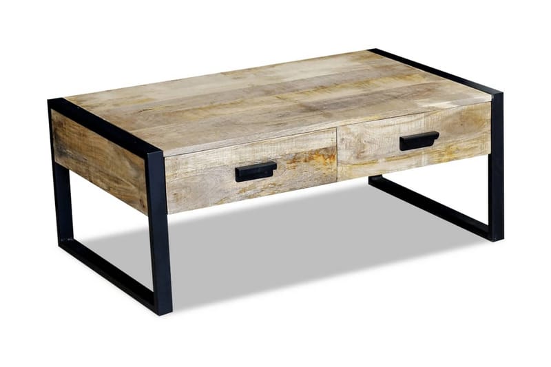 Soffbord med 2 lådor massivt mangoträ 100x60x40 cm - Brun - Soffbord - Bord