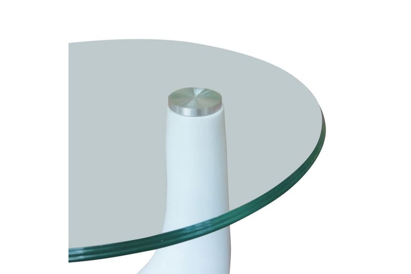 Soffbord med rund bordsskiva glas högglans vit - Soffbord - Bord