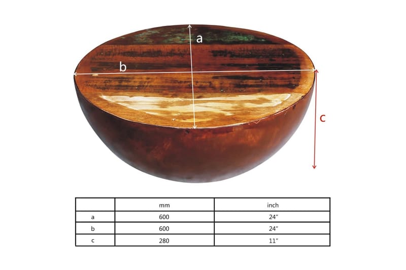 Soffbord skålformad med stålbas massivt återvunnet trä - Brun - Möbler - Vardagsrum - Soffbord & vardagsrumsbord - Soffbord
