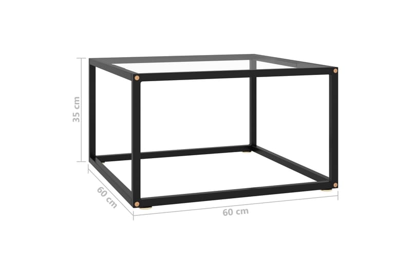 Soffbord svart med härdat glas 60x60x35 cm - Möbler - Vardagsrum - Soffbord & vardagsrumsbord - Soffbord