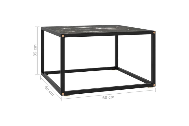 Soffbord svart med svart marmor glas 60x60x35 cm - Svart - Möbler - Vardagsrum - Soffbord & vardagsrumsbord - Marmorbord