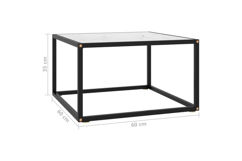 Soffbord svart med vit marmor glas 60x60x35 cm - Svart - Möbler - Vardagsrum - Soffbord & vardagsrumsbord - Marmorbord