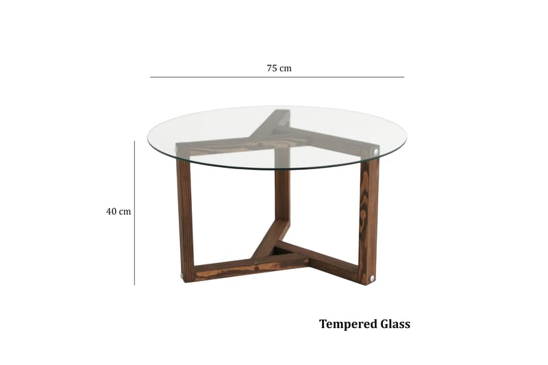 TICKER Soffbord 75 cm Runt Valnöt/Glas - Möbler - Vardagsrum - Soffbord & vardagsrumsbord - Soffbord