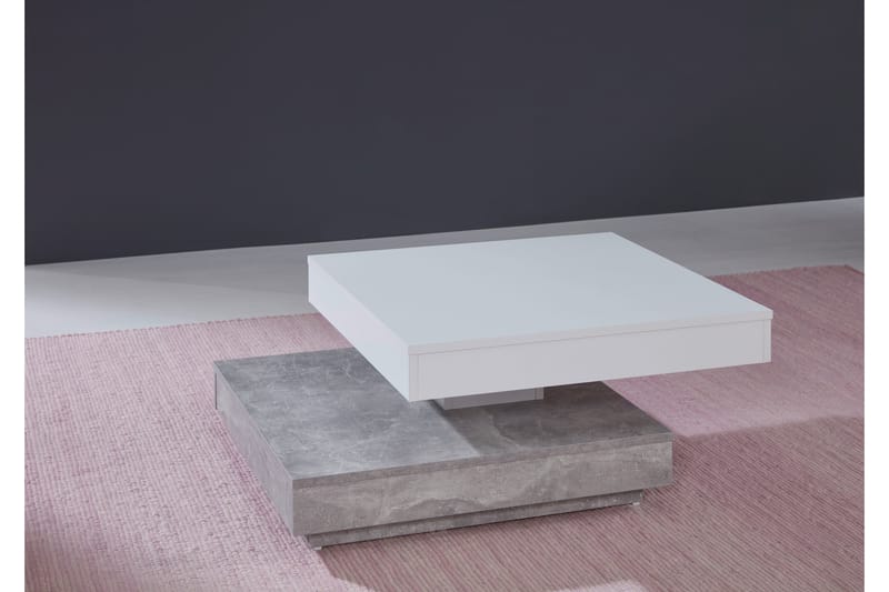 TOMASI Soffbord 70 cm med Förvaring Hyllor Betonggrå/Vit - Soffbord - Bord