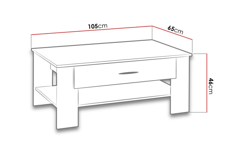 VINDSTEN Soffbord 105 cm med Förvaring 2 Lådor + Hylla Svart - Vit - Möbler - Vardagsrum - Soffbord & vardagsrumsbord - Soffbord