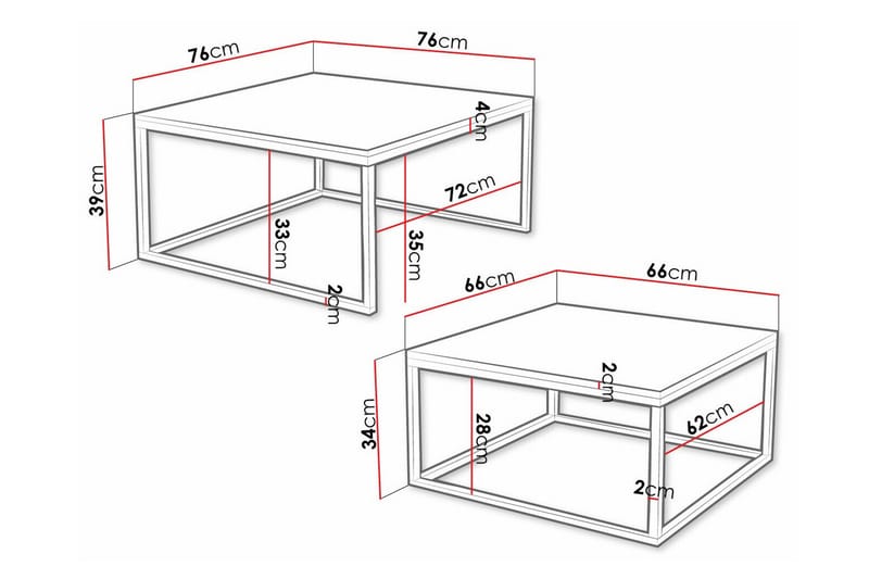 Wardner Soffbord 76 cm Vit - Möbler - Vardagsrum - Soffbord & vardagsrumsbord - Soffbord