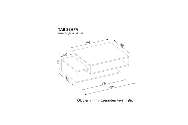 YANICE Soffbord 105 cm med Förvaring Hyllor Vit/Röd - Vit/Röd - Möbler - Vardagsrum - Soffbord & vardagsrumsbord - Soffbord