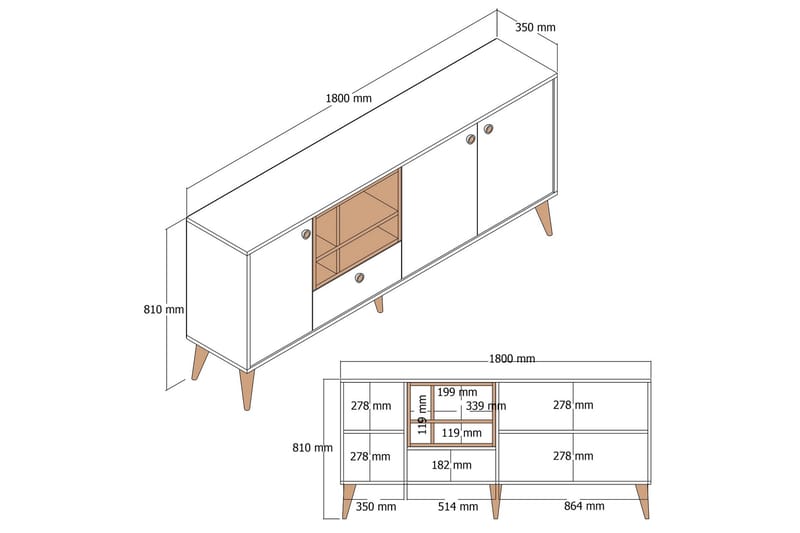 STAKETOWN Konsollbord 180 cm Svart/Valnöt - Möbler - Vardagsrum - Soffbord & vardagsrumsbord - Avlastningsbord & konsolbord