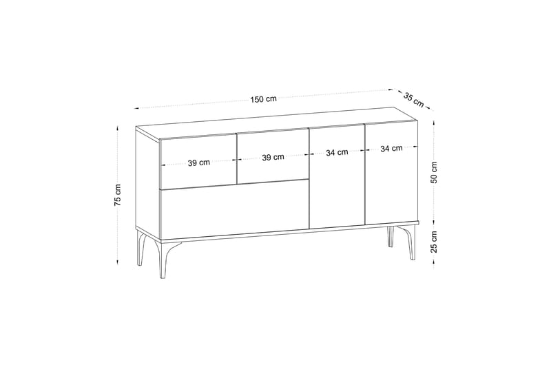 Tress Konsollbord 150 cm Ek/Svart - Möbler - Vardagsrum - Soffbord & vardagsrumsbord - Avlastningsbord & konsolbord