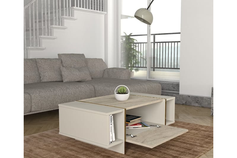 VEYRON Soffbord 104 cm Beige/Sandsten - Möbler - Vardagsrum - Soffbord & vardagsrumsbord - Soffbord