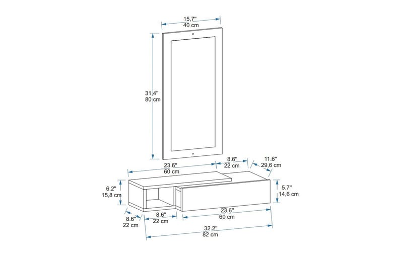 Vien Sidobord 82 cm Vit - Möbler - Vardagsrum - Soffbord & vardagsrumsbord - Brickbord