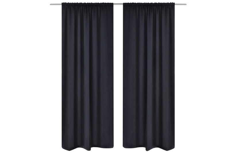 2-pack svarta gardiner med hyskupphängning 135x245 cm - Textilier & mattor - Gardiner & gardinupphängning