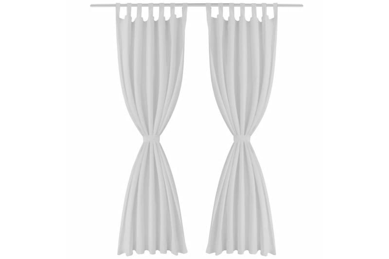 2-pack gardiner med öglor i vit microsatin 140x245 cm - Textilier & mattor - Gardiner & gardinupphängning