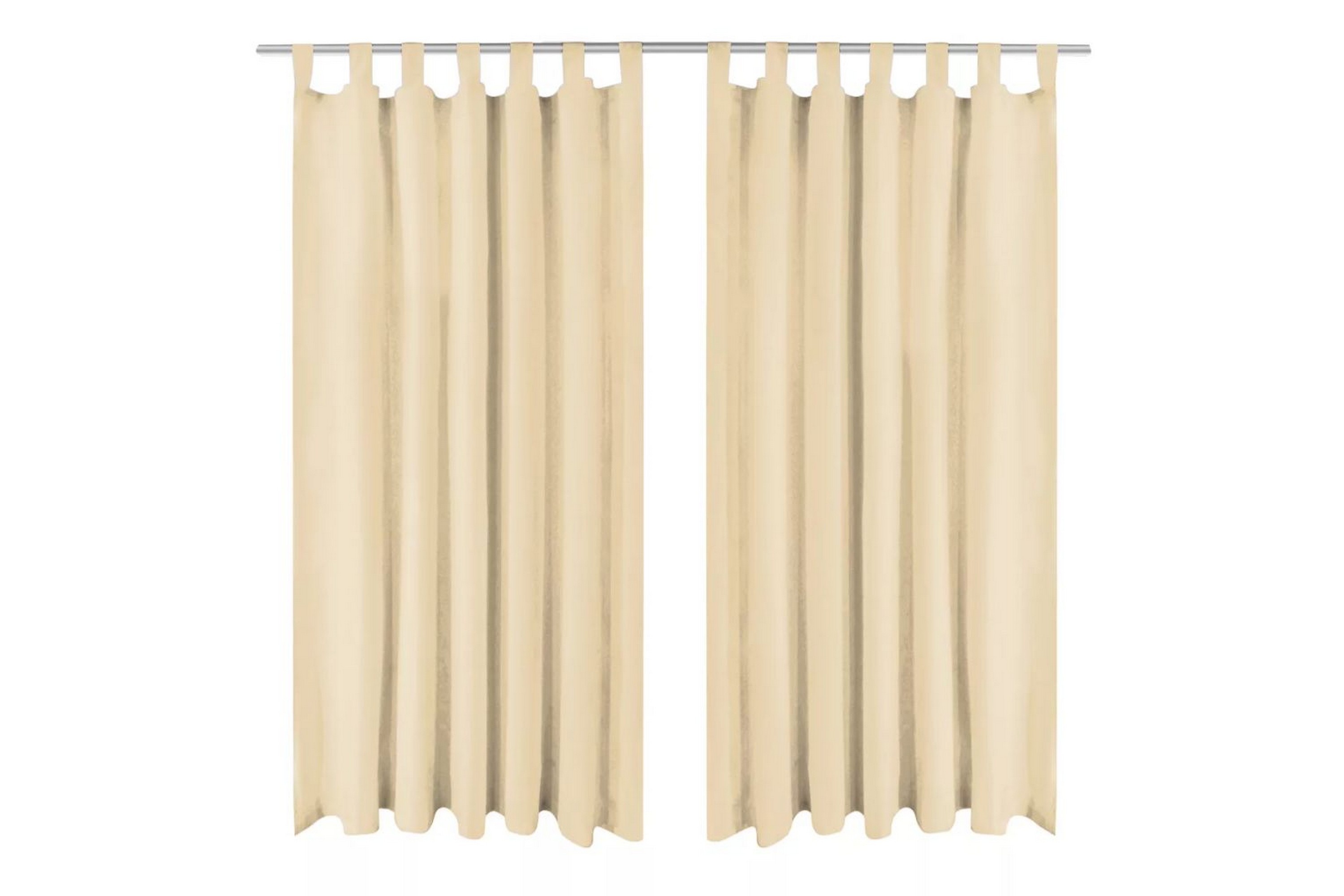 Gardiner i microsatin 2 st med öglor 140×175 cm beige – Beige