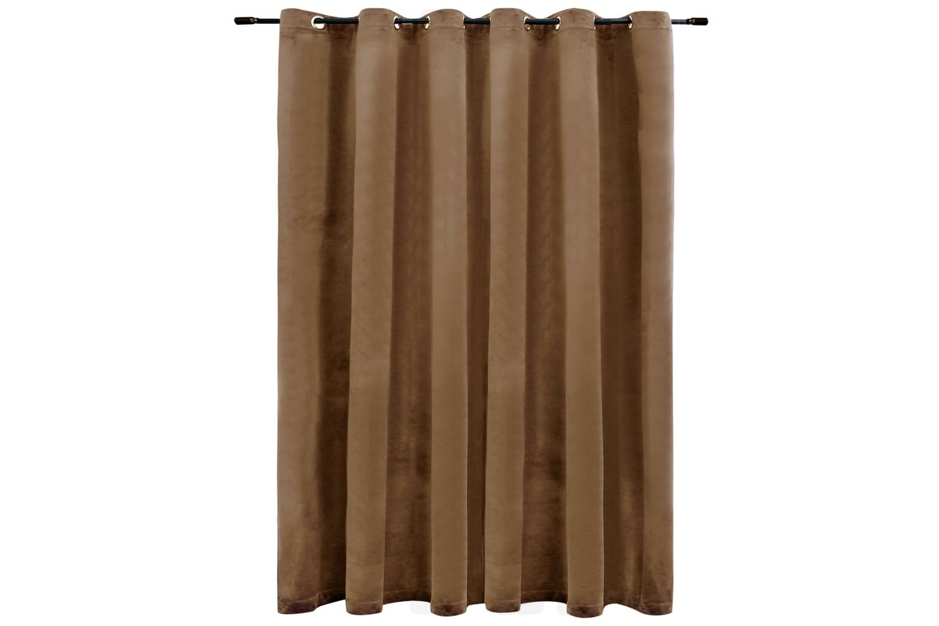 Mörkläggningsgardin med metallringar sammet beige 290×245 cm –