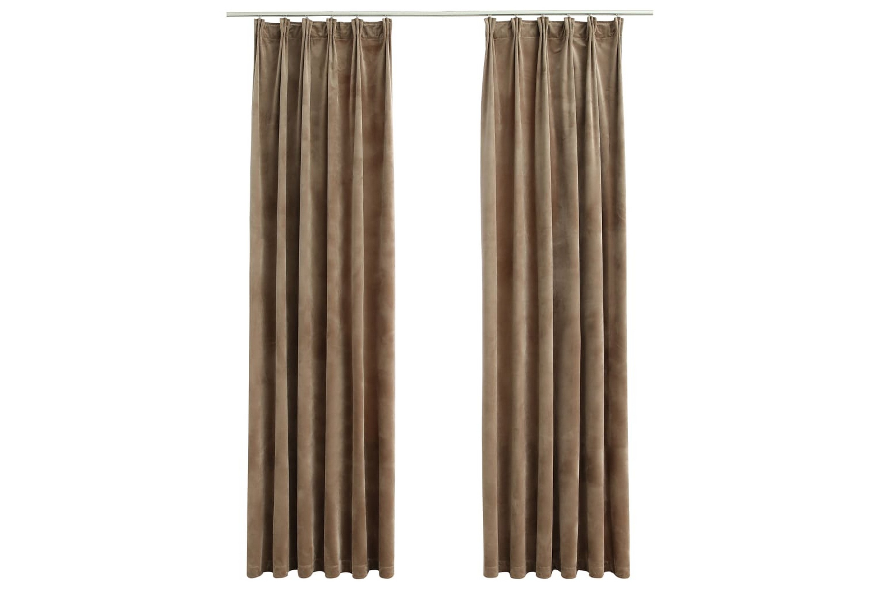 Mörkläggningsgardiner 2 st m. krokar sammet beige 140×175 cm –