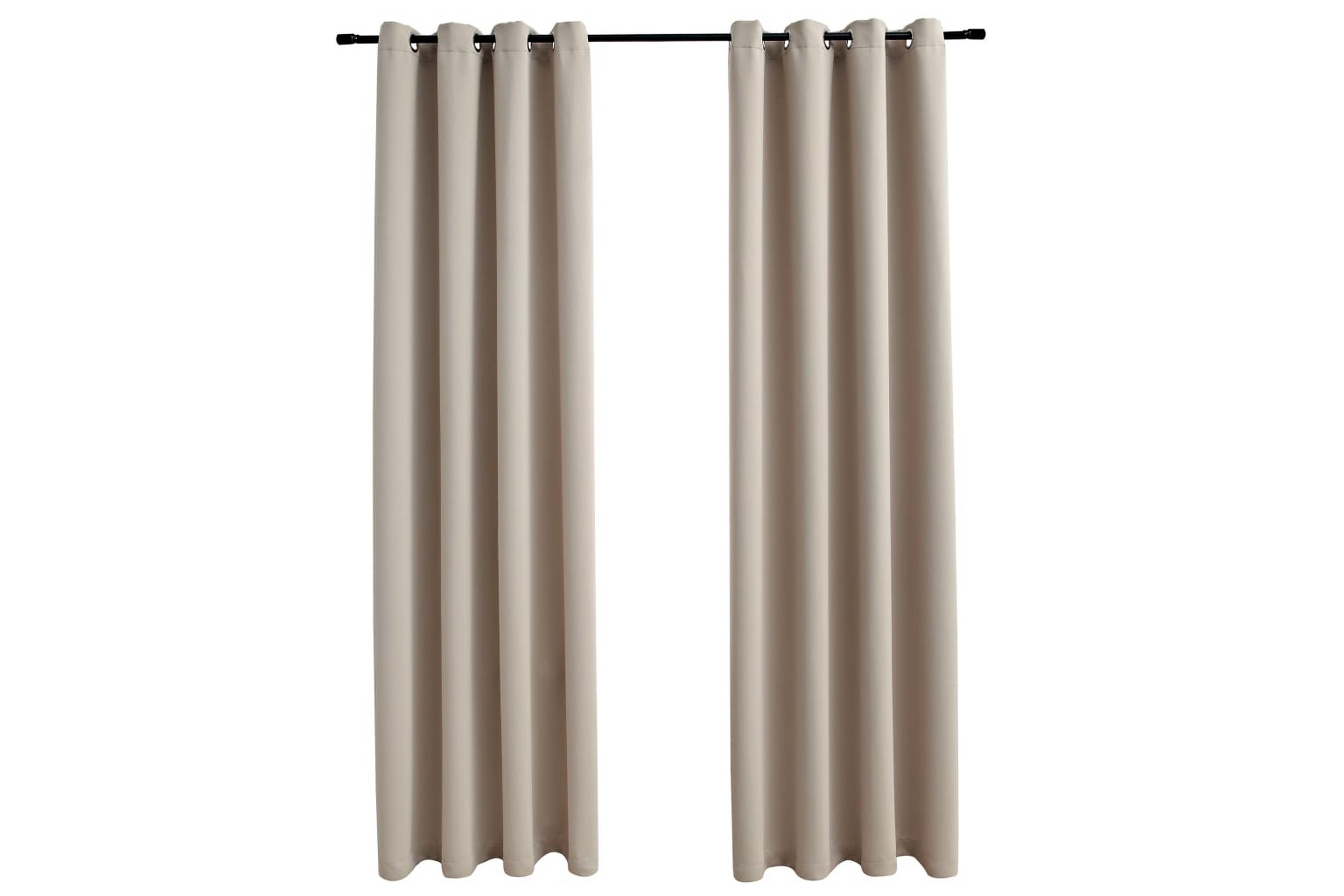 Mörkläggningsgardiner med metallringar 2 st beige 140×245 cm –