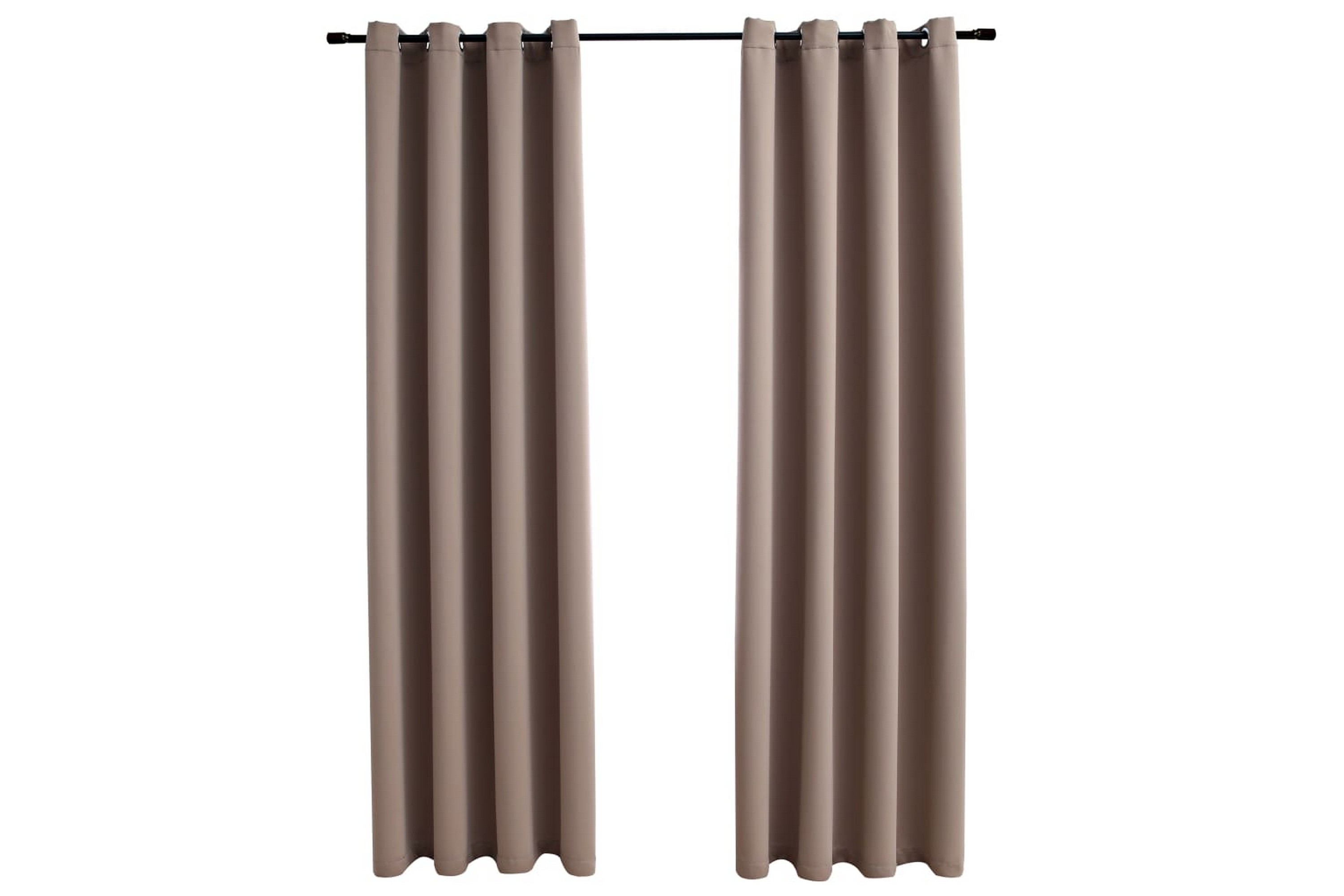 Mörkläggningsgardiner med metallringar 2 st taupe 140×225 cm –