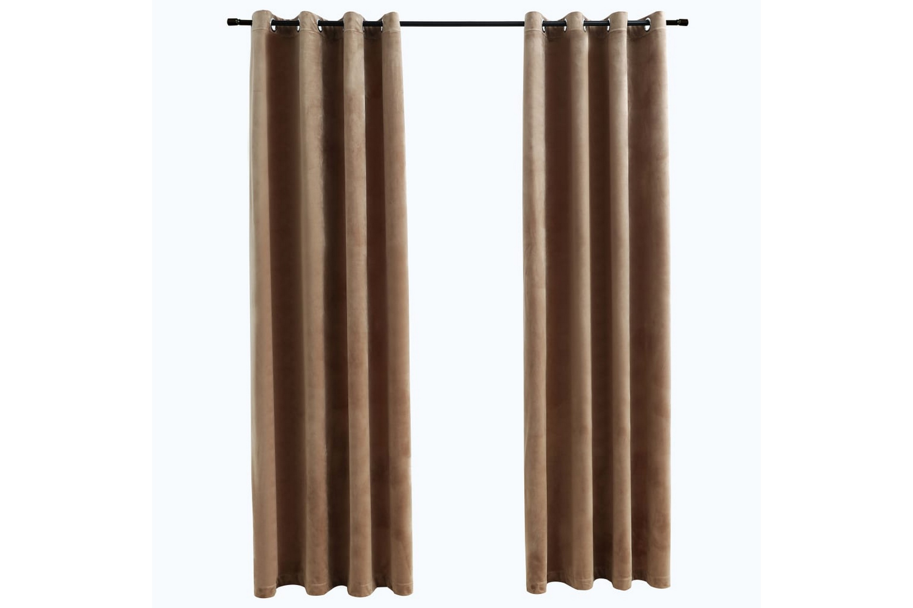 Mörkläggningsgardiner med ringar 2 st beige sammet 140×225 c –