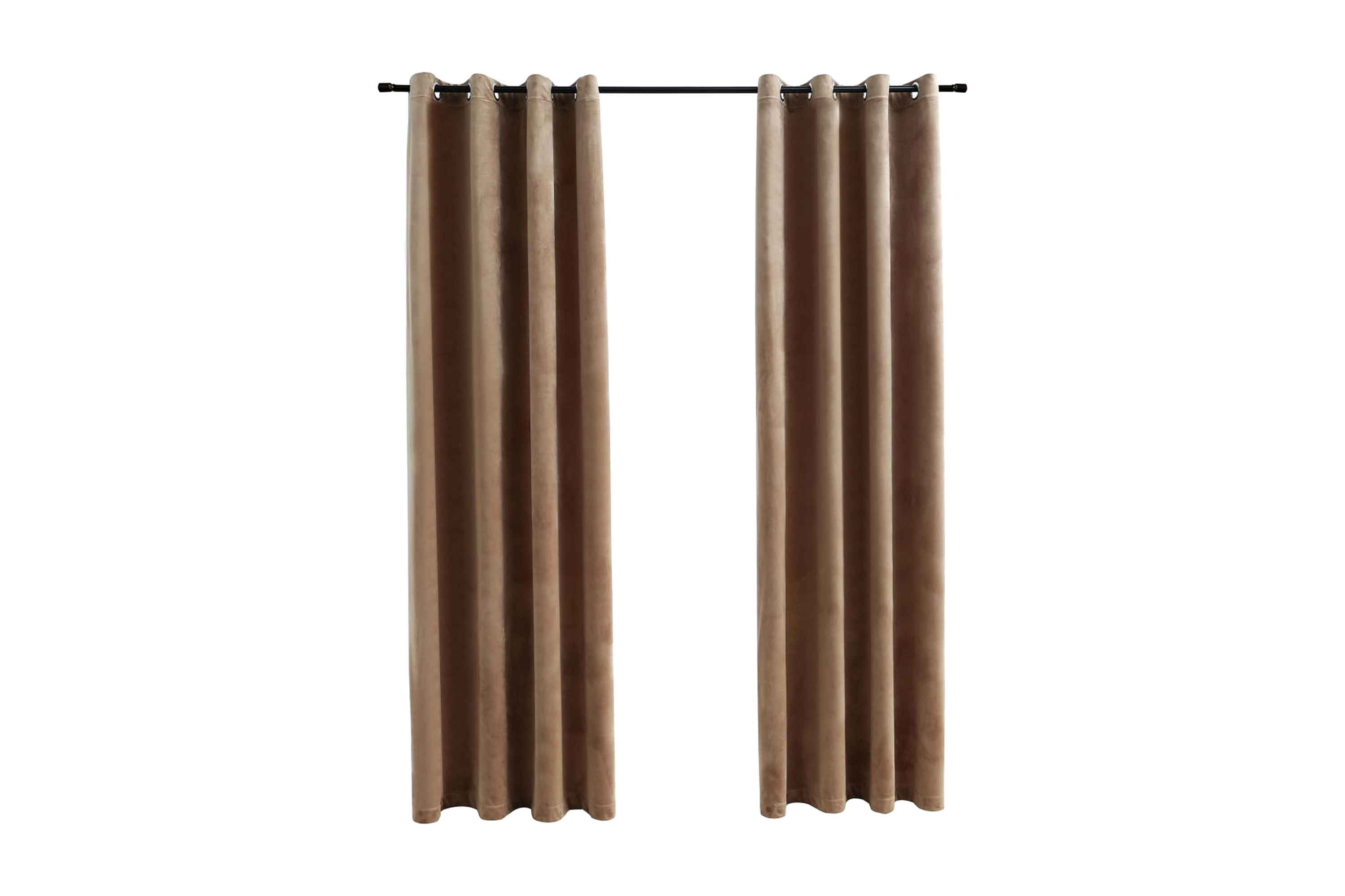 Mörkläggningsgardiner med ringar 2 st beige sammet 140×245 c –