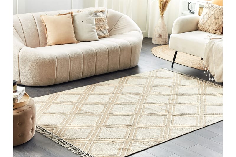 Kacem Bomullsmatta 160x230 cm Beige - Textilier & mattor - Mattor - Modern matta - Bomullsmattor