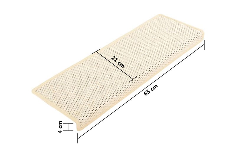 Trappstegsmattor självhäftande sisal 15 st 65x25 cm naturvit - Vit - Textilier & mattor - Mattor - Specialmatta - Trappstegsmattor