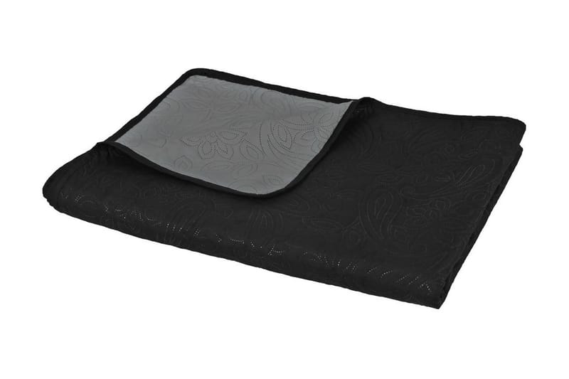 Ã–verkast dubbelsidigt 220x240 cm grå och svart - Sängkläder - Överkast - Överkast enkelsäng