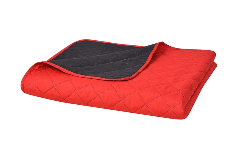 Dubbelsidigt vadderat överkast röd och svart 230x260 cm - Sängkläder - Överkast - Överkast enkelsäng