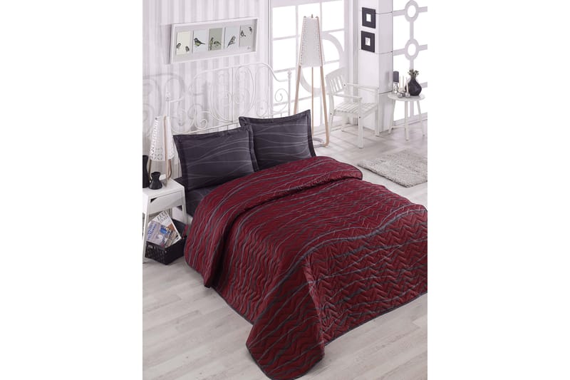 EPONJ HOME Överkast Dubbelt 200x220 Quilt+2 Örngott Röd - Överkast - Överkast enkelsäng - Sängkläder