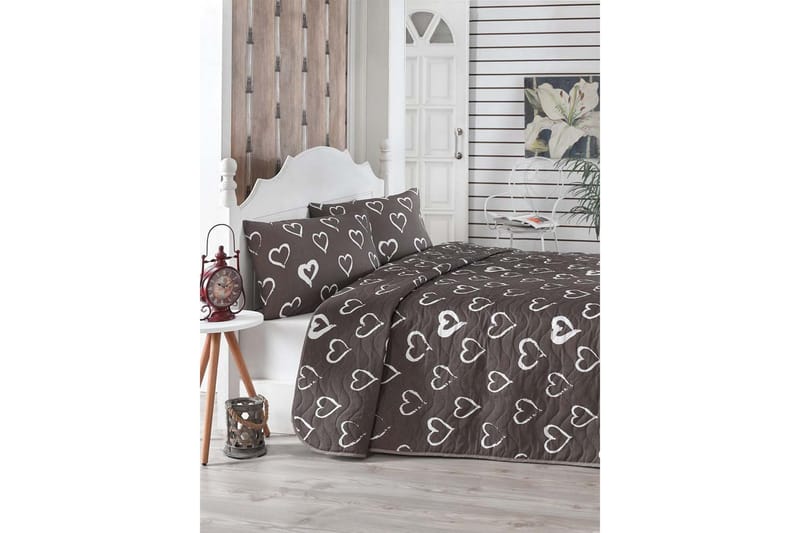 EPONJ HOME Överkast Enkelt 160x220 Quilt+Örngott Vit/Brun - Textilier & mattor - Sängkläder - Överkast