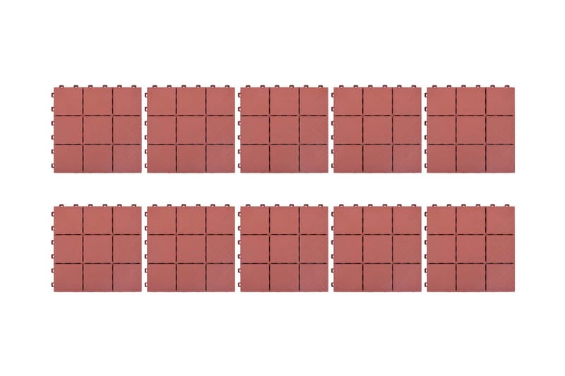 Trall 10 st röd 30,5x30,5 cm plast - Röd - Utemöbler - Balkong - Balkonggolv - Trall balkong