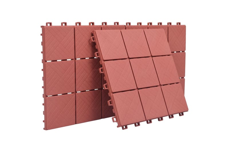 Trall 10 st röd 30,5x30,5 cm plast - Röd - Utemöbler - Balkong - Balkonggolv - Trall balkong