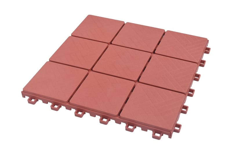 Trall 10 st röd 30,5x30,5 cm plast - Röd - Utemöbler - Balkong - Balkonggolv - Trall balkong