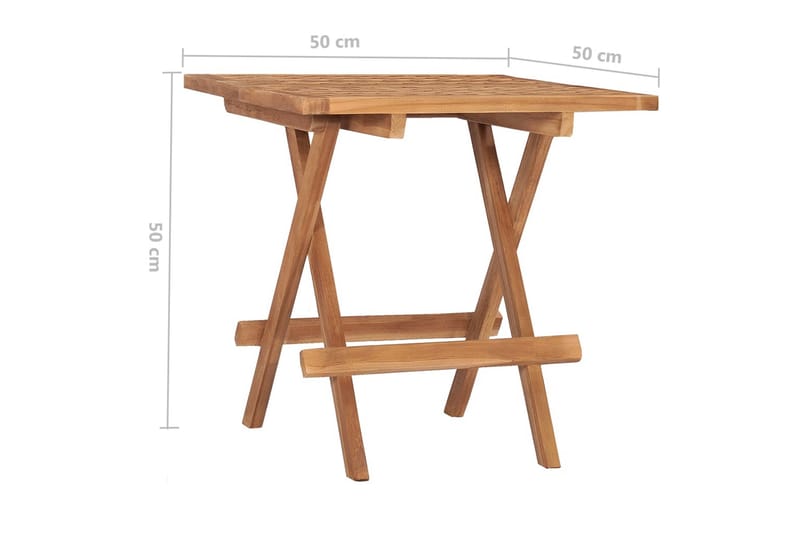 Hopfällbart trädgårdsbord 50x50x50 cm massivt teakträ - Brun - Utemöbler - Balkong - Balkongmöbler - Balkongbord