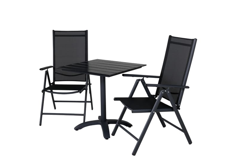 COLORADO Caféset 70 cm + 2 Break Positionsstolar Svart - Venture Home - Utemöbler - Balkong - Balkongmöbler - Balkonggrupper