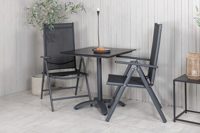 COLORADO Caféset 70 cm + 2 Break Positionsstolar Svart - Venture Home - Utemöbler - Balkong - Balkongmöbler - Balkonggrupper