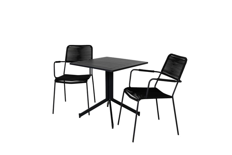 Way Caféset 70 cm + 2 Lindos Karmstolar - Svart/Brun - Utemöbler - Utegrupp - Caféset