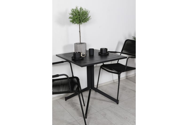 Way Caféset 70 cm + 2 Lindos Karmstolar - Svart/Brun - Utemöbler - Utegrupp - Caféset