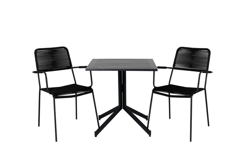 Way Caféset 70 cm + 2 Lindos Karmstolar - Svart/Brun - Utemöbler - Utegrupp - Caféset