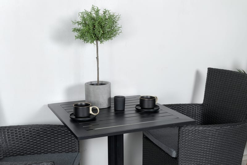 WAY Caféset 70 cm + 2 Malin Karmstolar Svart - Venture Home - Utemöbler - Utegrupp - Caféset