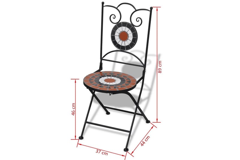 Hopfällbara caféstolar 2 st keramik terrakotta och vit - Flerfärgad - Utemöbler - Balkong - Balkongmöbler - Balkongstolar