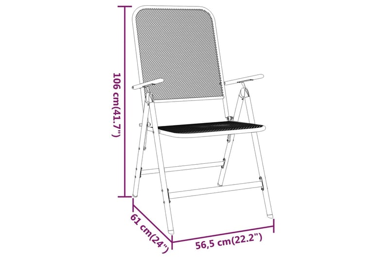 Hopfällbara trädgårdsstolar 4 st sträckmetall antracit - Antracit - Utemöbler - Balkong - Balkongmöbler - Balkongstolar
