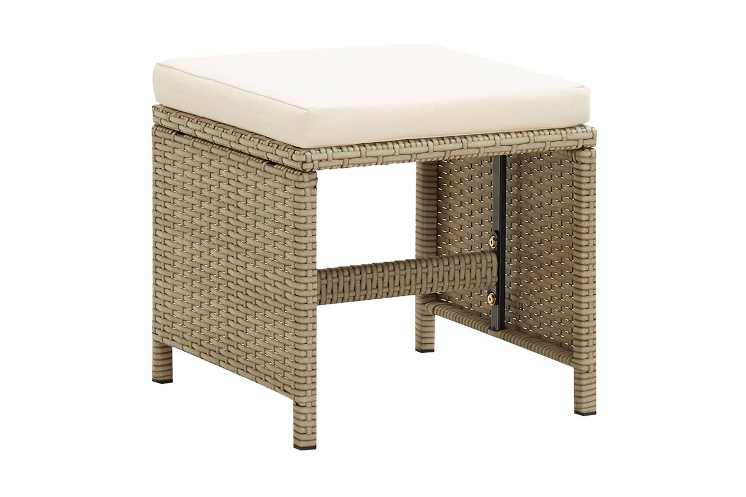 Trädgårdspallar 4 st med dynor konstrotting beige – Beige