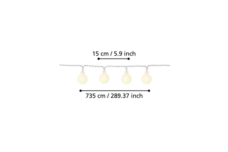 Ljusslinga Utebelysning Eglo Libisa 735 cm - Vit - Utemöbler - Balkong - Balkongbelysning